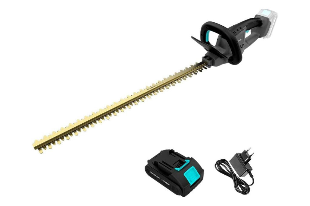 Cecotec Tagliasiepi a Batteria Lame al Titanio TitaniumSword 6100 XL Freemove. Lame al Titanio Laser. 61cm. Batteria 21V. Motore Brushless. Doppia Sicurezza. Taglio Rami: Giardino e giardinaggio