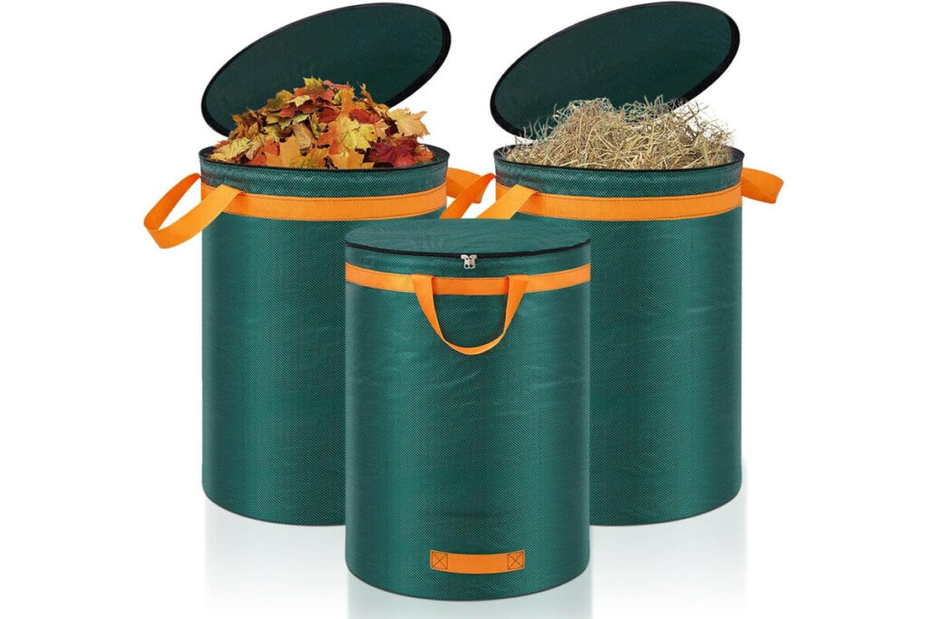 Eurhomewit 3 x 272 L Sacchi Giardinaggio con Coperchio e Maniglie, Sacchi per Raccogli Foglie da Giardino, Sacchi per rifiuti da giardino Riutilizzabili per Foglie, Erba, Sterpaglie,67cm*78cm: Giardino e giardinaggio