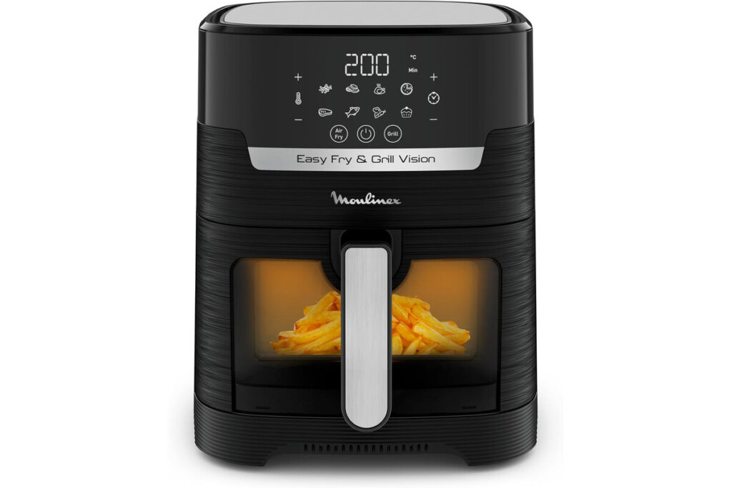 Moulinex Easy Fry & Grill Vision Friggitrice ad Aria 4.2 Litri/ 1Kg, Griglia Elettrica, Fino a 6 Persone, Griglia Removibile, 8 Programmi, Tecnologia Grill e Extra Crisp, App per Ricette,EZ5068: Casa e cucina